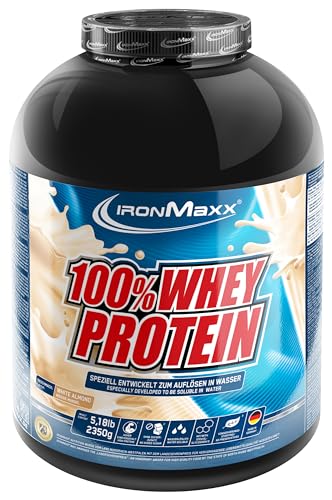 IronMaxx 100% Whey Protein - 2350g Dose - 47 Portionen - White Almond - Hochwertiges Eiweißpulver für Proteinshake - Wasserlöslich - 36 leckere Geschmäcker - Designed in Germany