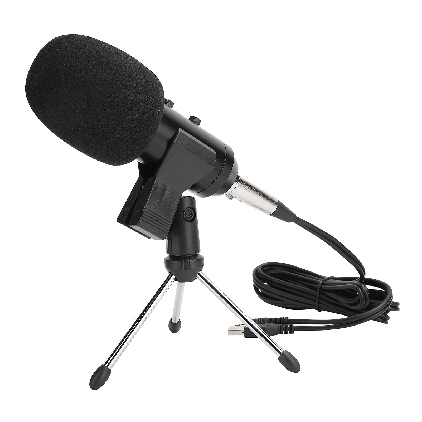 Kondensatormikrofon, USB-Desktop-Mikrofon Plug And Play PC/Telefon-Mikrofon-Mikrofon-Kit mit Stativ für Professionelle Studio-Übertragungen(Schwarz)