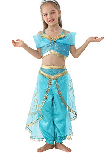 Lito Angels Prinzessin Jasmin Kostüm Kleid Verkleidung für Kinder Mädchen Größe 5-6 Jahre A