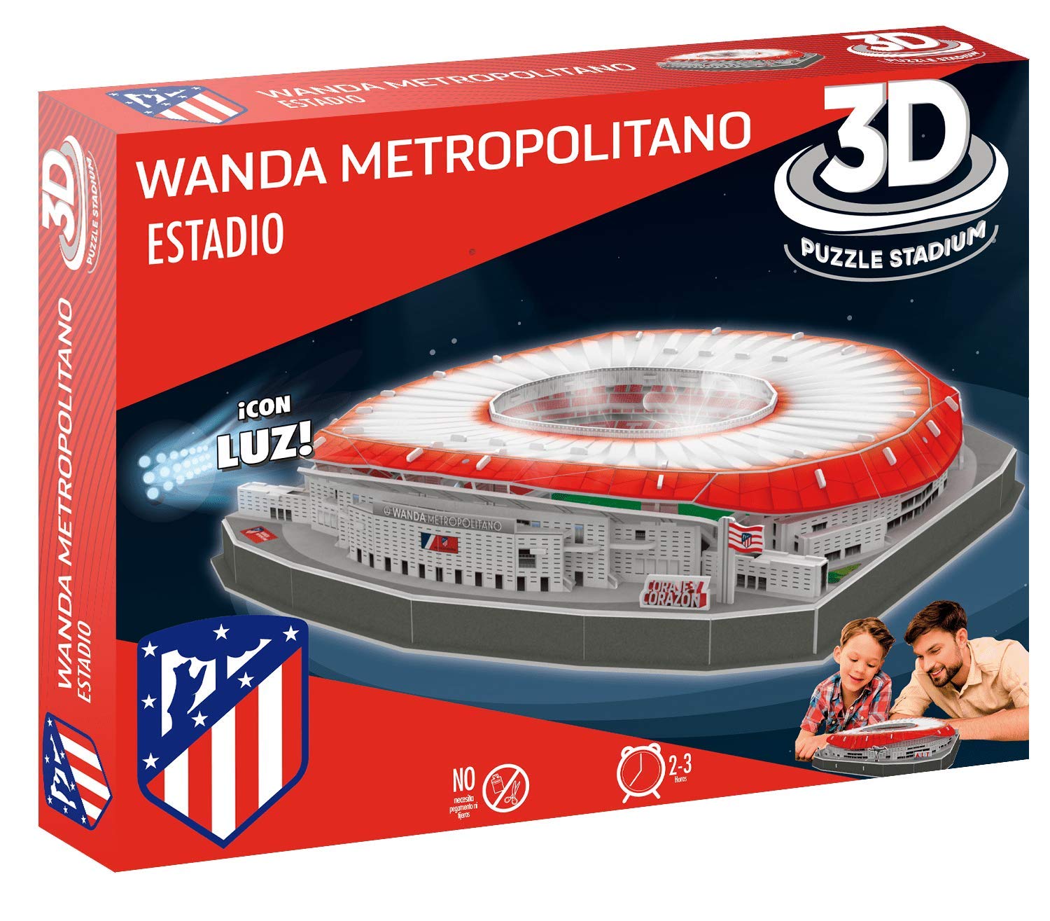 Atlético de Madrid 14061 European Soccer International 3D-Puzzle Stadion, Wanda, Metropolitan, mit Licht