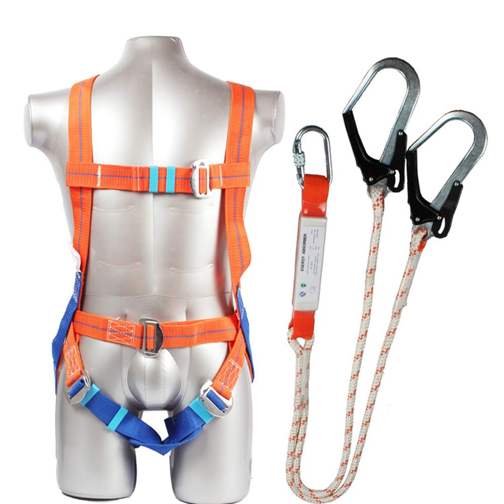 SJASD Safety Absturzsicherung,Arbeitsschutzausrüstung,5-Punkt-Ganzkörper-Doppelhaken Mit Gepolstertem Sicherheitsgurt