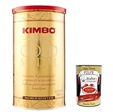 3x Kimbo Caffe Gold Medal Espresso Kaffee gemahlen, 100% feinem Arabica-Kaffee, extra dunkler Röstung 400 gr dose + Italian Gourmet polpa 400g
