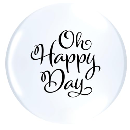 Qualatex 12867 Simply Oh Happy Day Party-Luftballons, rund, 27,9 cm / 27,9 cm, Weiß, 50 Stück