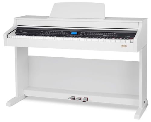 Classic Cantabile DP-A 410 WM E-Piano (Digitalpiano mit Hammermechanik, 88 Tasten, 600 Voices, Kopfhöreranschluss, USB, Begleitautomatik, Aufnahmefunktion, 3 Pedale, Piano für Anfänger) weiß matt