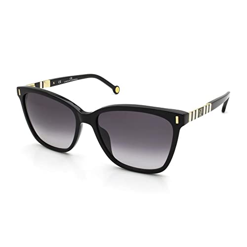 Carolina Herrera Sonnenbrille SHE828 0700 56-16-140 Damen schwarz glänzend Linsen smoke gradient, schwarz hochglanz, 50