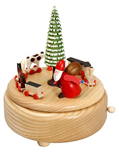 Rudolphs Schatzkiste Spieldose Weihnachtsmann Natur BxHxT 13x15,5x13cm NEU Spieluhr Spielwerk Musikdose Musik Figur Seiffen Erzgebirge Holz Dekoration Weihnachten
