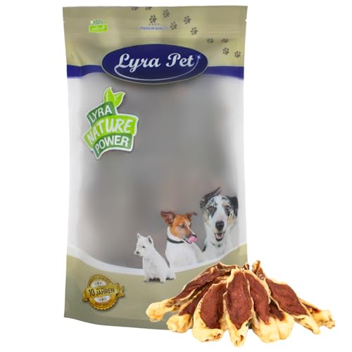 Lyra Pet® | 5 kg Kaninchenohren gefüllt mit Huhn | Getrockneter Kausnack | Praktischer, Wiederverschließbarer Beutel | Fettarmes & Gut Bekömmliches Hundefutter | Ideal als Belohnung für Hunde