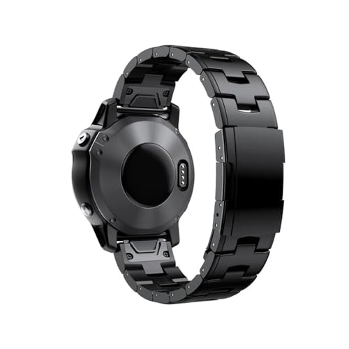 Passend for Garmin 22 mm 26 mm Quick Fit Titan Metall Uhrenarmband passend for Fenix ​​7X 7 Solar / 6 Pro / 5 Plus/Instinct/Epix Gen2 Armband (Color : Black, Size : 22mm Fenix7)