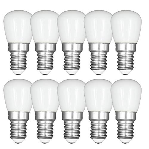 3W E14 LED Birne Kühlschrank Gefrierschrank Licht, Gerätelampe, Schraubbirne, Betriebstemperatur von -20℃ bis +45℃, AC 220-240V, 3000K Warmweiß, Nicht Dimmbar, Weißes Glas, 10-Packs