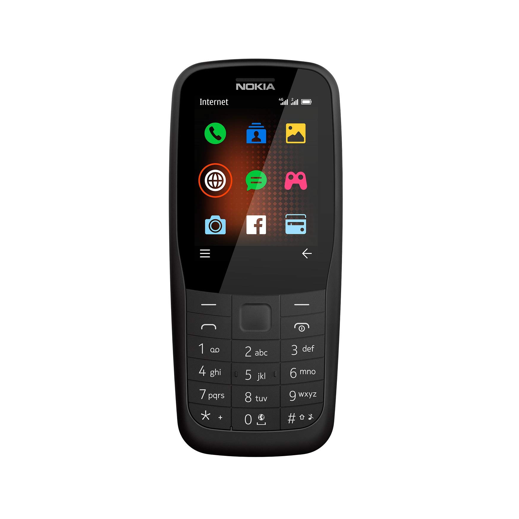 Nokia 220 Feature Phone, 2, 4 Zoll, 24MB ROM, 16MB RAM, Version 2019, Black