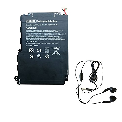 amsahr HPGI02XL-03 Ersatz Batterie für HP GI02XL, HP Pavillion X2 12-B020NR (7.6V, 4200mAh, 33.36Wh, Umfassen Stereo Ohrhörer) schwarz