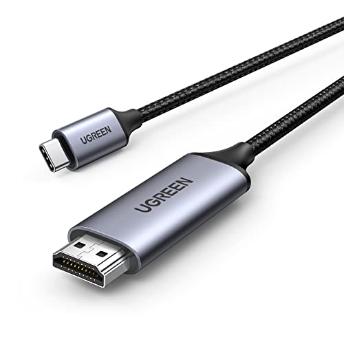 UGREEN USB C auf HDMI Kabel 4K 60Hz 2m Thunderbolt 3/USB C 3.1 HDMI Kabel UHD Geflochten-Aluminium kompatibel mit MacBook Pro 2021 14/16zoll, iPad Pro/Air, Galaxy S22 S23 ultra, Huawei P40 usw. (3M)