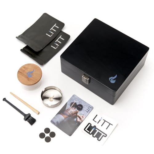 LITT Stash Box - Smoking Accessories Storage 3 Compartment Handcrafted Organizer | Lifestyle Accessory (Black)