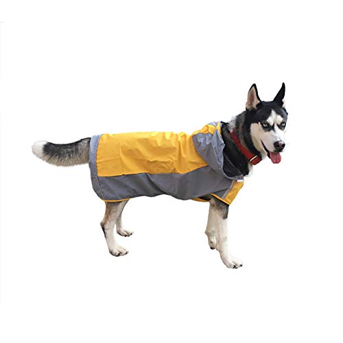 PAPABA Haustierhunde Winddicht reflektierende mit Kapuze Raincoat Poncho Rain Jacket Gelb 12.