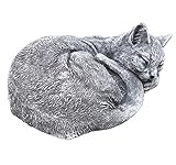 Steinfigur Katze schlafend Frost- und wetterfest bis -30°C, massiver Steinguss