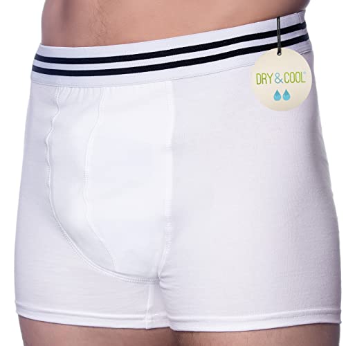 DRY & COOL Tages Inkontinenzhosen für Männer | Unterwäsche | Waschbar | Absorbierende Einlage | White | X-Large