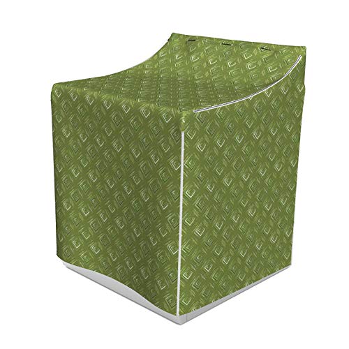 ABAKUHAUS olivgrün Waschmaschienen und Trockner, Grunge geometrisches Muster Quadratisch Diagonal Abstrakt Rhombus, Bezug Dekorativ aus Stoff, 70x75x100 cm, Olivgrün Coconut