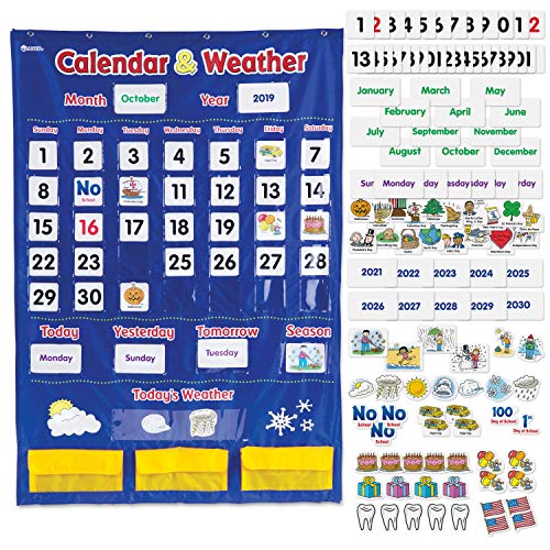 Learning Resources Kalender & Wetter Taschenplan, Klassenzimmer-Organisation, 136 Stück, mehrfarbig, 80 x 112 cm