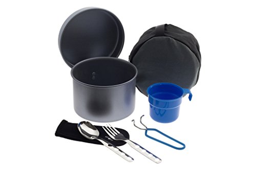 Laken Antihaft-Aluminium Camping Kochgeschirr Mess Kit, LP1NSC, 42 oz Non-Stick with Cutlery and Cup, 42oz