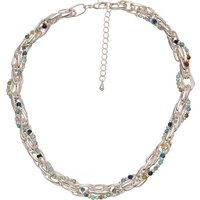 Leslii Halskette Twisted Natursteinperlen Kurze Damen-Kette Silber Premium Statement-Kette Bunt