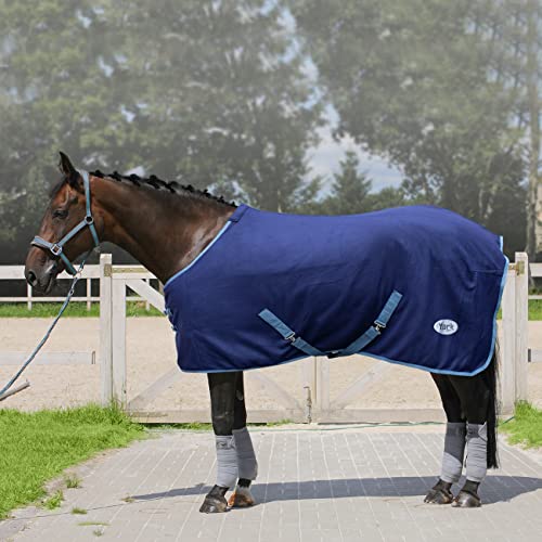 Abschwitzdecke York Ekona mit Kreuzbegurtung Fleece Decke Polar Turnierdecke (145 cm, dunkelblau - blau)