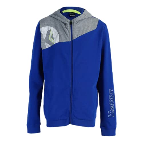 Kempa Kinder Core 2.0 Kapuzenjacke, royal/Dark grau Melange, 164