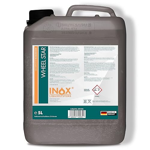 INOX® Felgenreiniger 5L - Hocheffektiver Reiniger für lackierte Stahl-, Chrom- & Alufelgen - Entfernt schnell & zuverlässig hartnäckigen Schmutz & Rost - Ideale Felgenpflege in Profiqualität