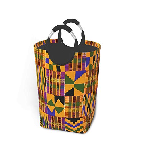 Wäschekorb, Wäschekorb, Spielzeug-Organizer, wasserdichter Kinderzimmerkorb, 50 l, Ghana-Kente-Stoff