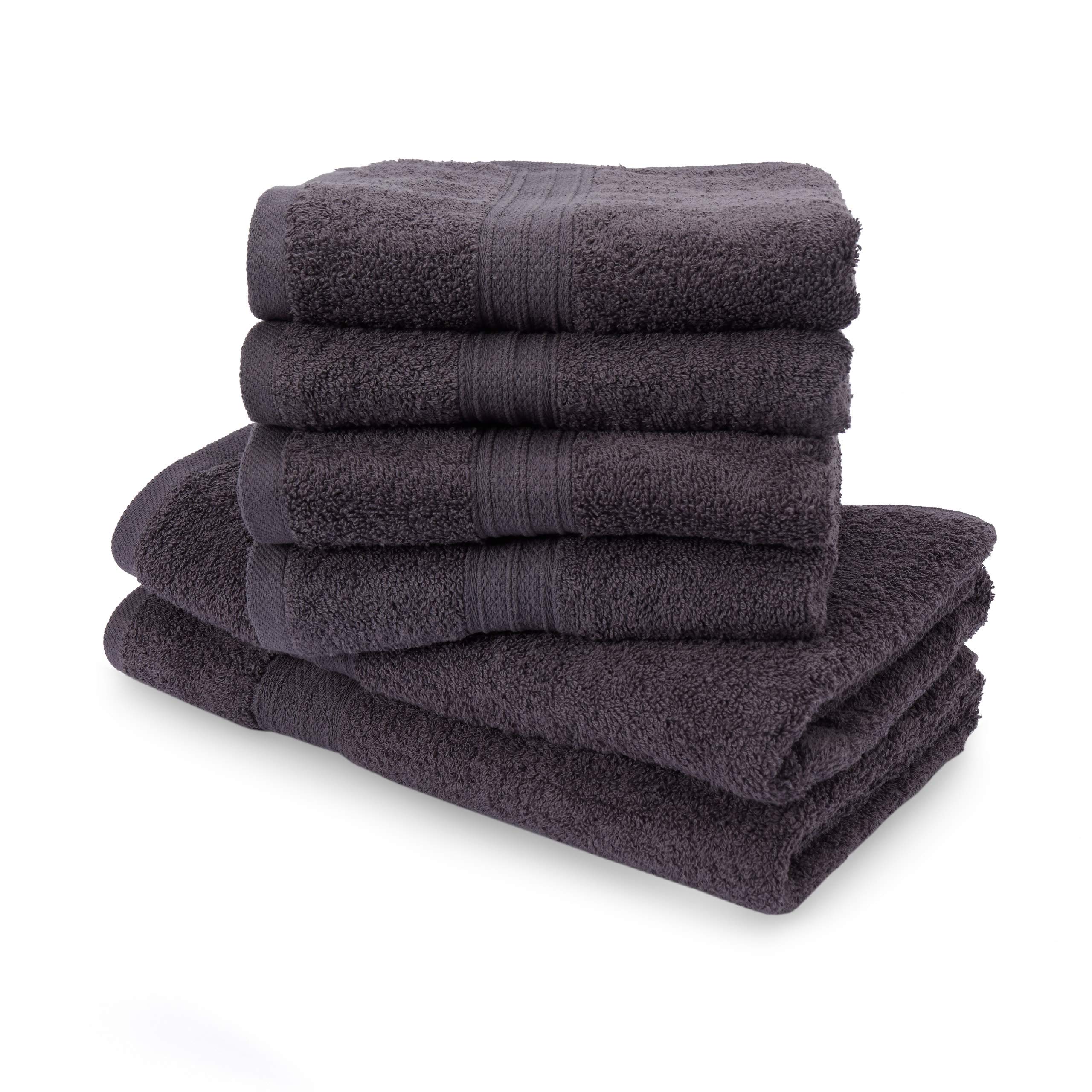 Lumaland Premium Set 4 Handtücher (50 x 100 cm) + 2 Badetücher (70 x 140 cm) Frottee grau aus 100% Baumwolle 500 g/m² mit Aufhänger