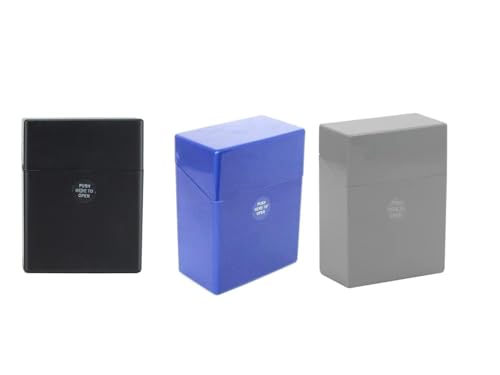 Zigarettenbox für 20, 30, 40 oder 50 Zigaretten AUSWAHL Etui bunt stabil Kunststoff Metall Etui (3 Boxen für je 40 Stück blau+grau+schwarz)