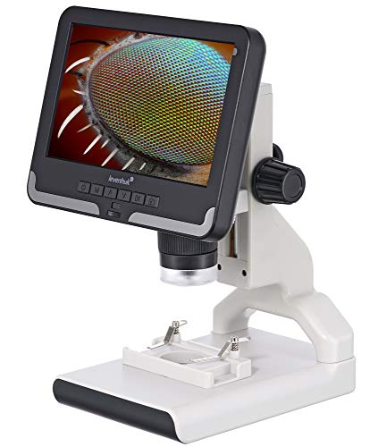 Levenhuk Rainbow DM700 LCD Digitales Drahtloses Mikroskop mit 17,8-cm-LCD-Bildschirm, 10- bis 200-Facher Vergrößerung, Fernbedienung und Dias im Set