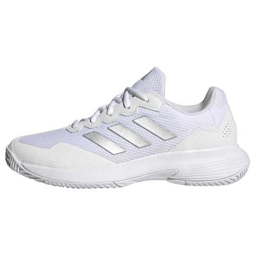 adidas Damen GameCourt 2 W Sneaker, FTWR White/Silver met./FTWR White, 43 1/3 EU