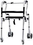HHUARI Rollatoren für Senioren Rollstuhl Aluminium Walker Rehabilitationstraining Gehrahmen EIN-Knopf-Faltung, tragbare Aufbewahrung, mit Sitzplatte Gehrahmen Rollator wa The New