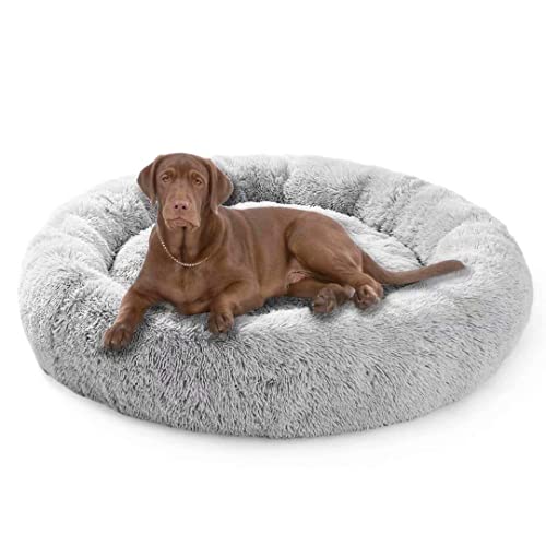 MOTT Donut-Hundebett, rund, 80/90/100/110/120 cm, extra großes Hundebett, gemütliches Plüsch-Haustierkissen, orthopädisches Hundesofa für große Hunde, abnehmbar, waschbar