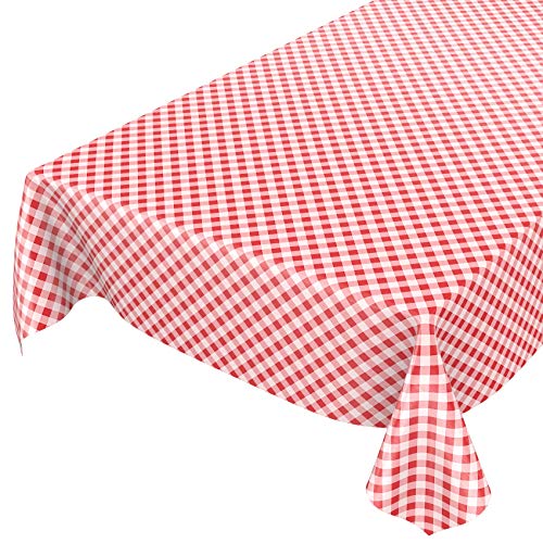ANRO Wachstuchtischdecke Wachstuch Wachstischdecke Tischdecke Wachstuchdecke Karo Kariert Rot 240 x 140cm eingefasst