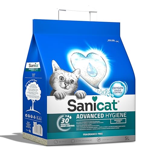 Sanicat – Katzenstreu Advanced Hygiene ohne Duftstoffe | Hochabsorbierend | Hochwertiges Produkt für die Hygiene Ihres Haustieres | Bindet unangenehme Gerüche | Packungsgröße 5 l