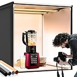 FOSITAN Fotostudio 80x80x80cm Dimmbare Bi-Color 252pcs LED Beleuchtung Fotobox 3200-5500K Lichtzelt mit 4 Hintergründe (schwarz, weiß, orange, grau) für Professionelle Fotografie