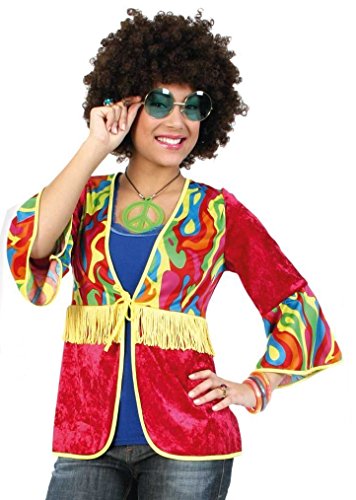KarnevalsTeufel Hippie Renny Hippie-Weste für Damen 70er Jahre Flower-Power-Outfit (46)