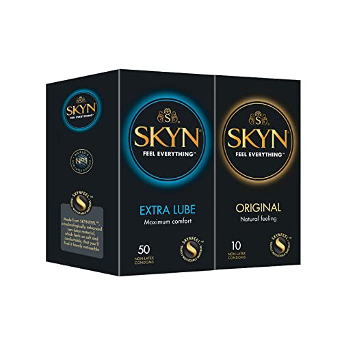 SKYN Extra Lube Kondome 50 Stück & Original Kondome (10 Stück) | Skynfeel Latexfreie Kondome, Extra Feucht und mit unsere Lubes verwendbar