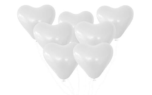 Prezer 25 weiße Herzen Luftballons mit Ballongas Ballon Helium Heliumfüllung