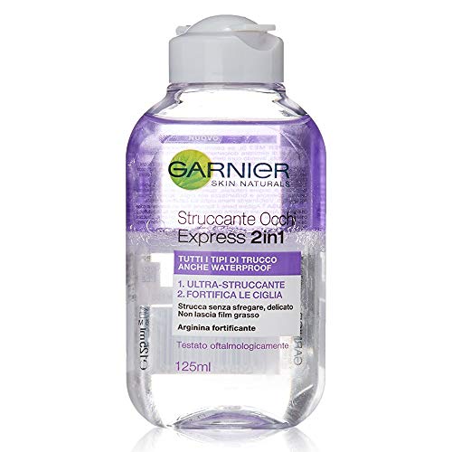 Garnier Augen Make up Entferner, 2in1 Waterproof, pflegt die Wimpern mit Arginin, entfernt wasserfests Makeup, Skin Naturals, 6 x 125 ml