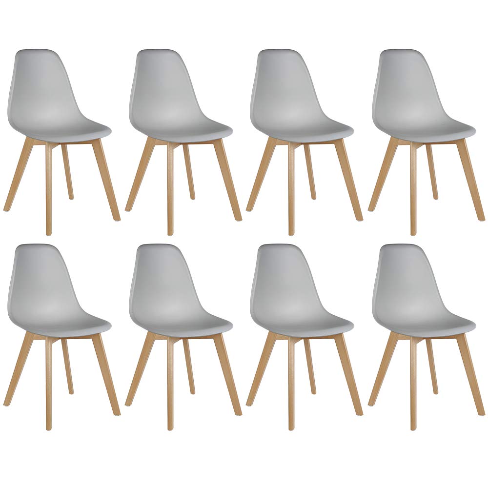 Esszimmerstühle, mit Massivholzbeinen, Buche, skandinavischem Retro-Design (Grau, 8)