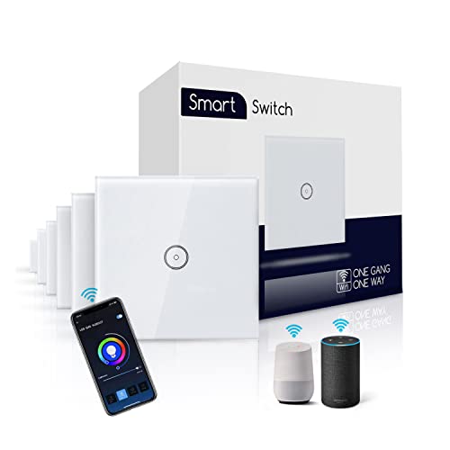 Touch-Lichtschalter und intelligenter WLAN-Schalter, einfach, unidirektional, weiß, kompatibel mit Alexa und Google Home. (Unidirektional, Touchscreen-WLAN)
