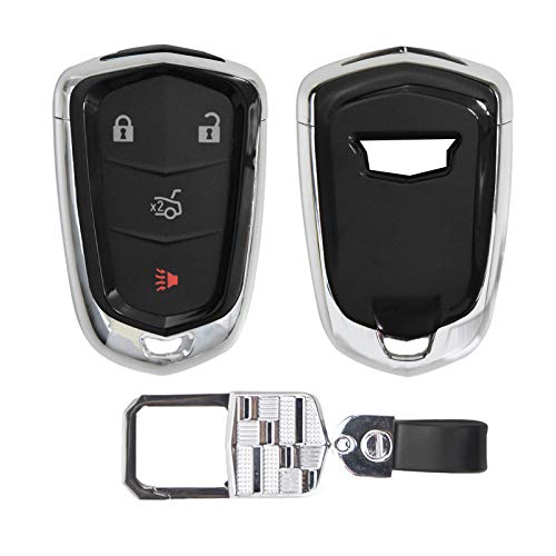 Kwak's ABS Schlüsseletui Kompatibel mit Cadillac XTS ATS-L XT4 XT5 CT6 SRX Escalade-Schlüssel, Schildlogo, Auto Schlüssel Abdeckung mit Schlüsselanhänger(schwarz)