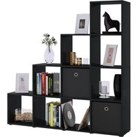 VCM Regal Treppenregal Raumteiler Stufenregal Bücherregal Standregal Holz Farlbwahl Schwarz 139 x 143 x 29 cm "Napoli"