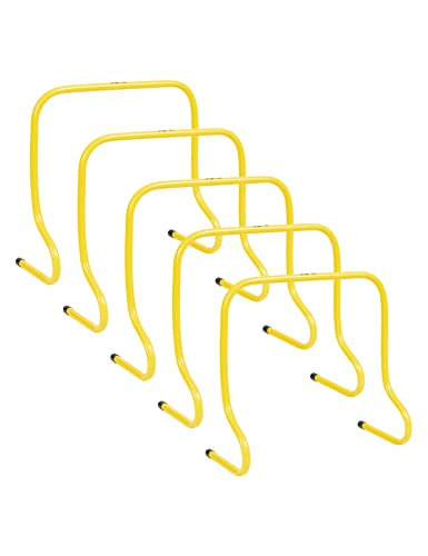 JELEX Agility Trainingshürden 5er-Set Verschiedene Größen, Koordinationshürden Trainingsequipment gelb, geeignet für Indoor und Outdoor Übungen aus robustem Kunststoffmaterial (45 cm)