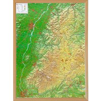 Schwarzwald, Reliefkarte 1:200.000 mit Naturholzrahmen: Tiefgezogenes Kunststoffrelief
