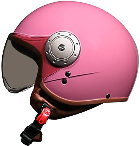 Motorradhelm mit offenem Gesicht 3/4-Jet-helm HD-Visier in W-Form ECE-zertifizierter leichter halbbedeckender Schutzhelm für Herren Damen herausnehmbares Futter Ohrmuscheln D,54-61CM