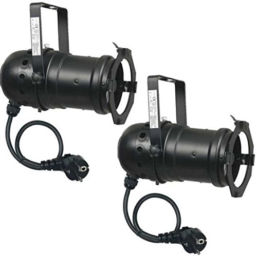 Varytec 1247 - 2 x PAR 30 Spot-Light Scheinwerfer SCHWARZ black PAR-30 mit E-27 Fassung & Kabel mit Schuko-Stecker