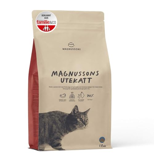 MAGNUSSONs Utekatt (1 x 1,8 kg) | Katzentrockenfutter für Kätzchen im Wachstum oder aktive Freigänger mit hohem Energiebedarf | 70% Fleischanteil | Ofengebacken